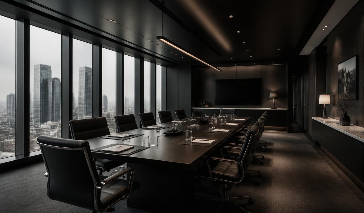 Large executive meeting room with city view