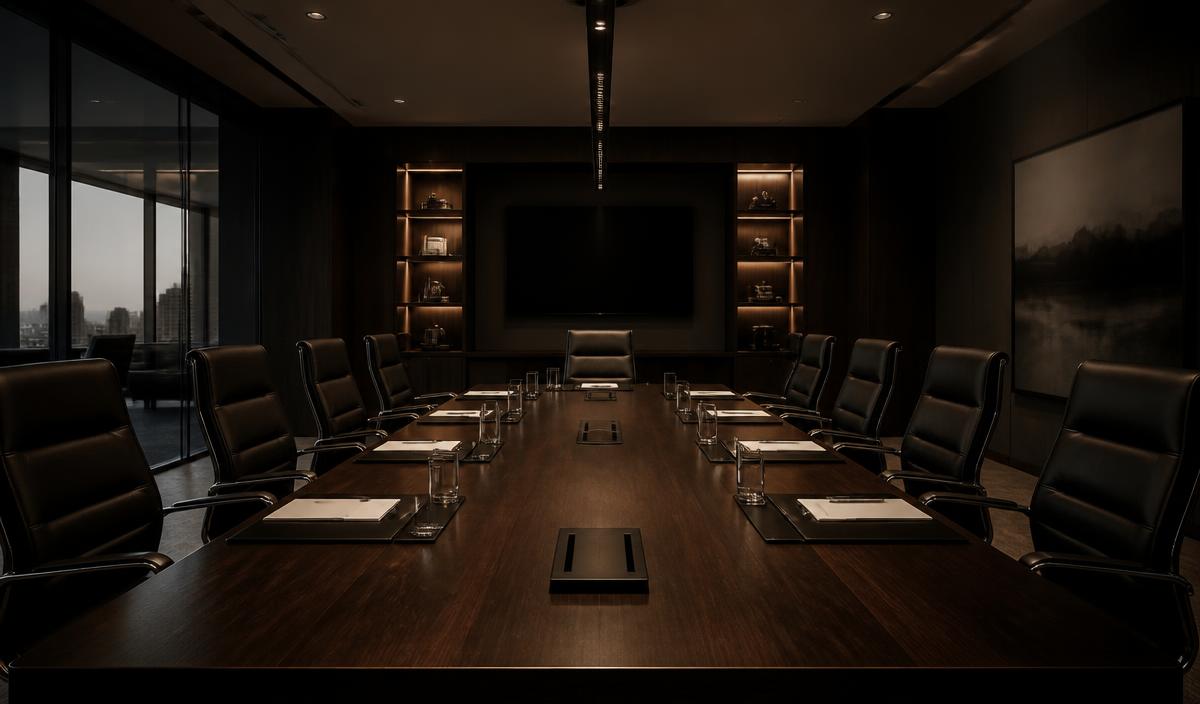 Empty luxury boardroom before a meeting begins